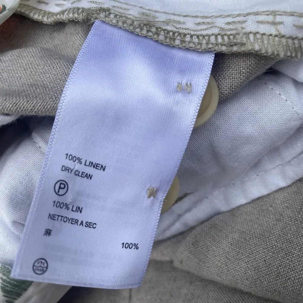 Tommy Bahama Beach Linen Pants Stone Khaki Mens 36x32 Flat Front Pocket Zip